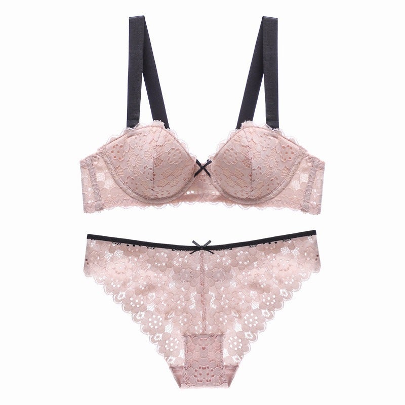 Women's Lace Push-Up Bra and Panty Set (1/2 Cup) - Multiple Colors - Image 5
