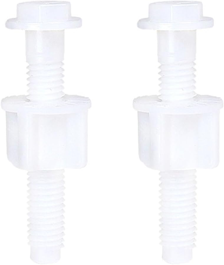 طقم استبدال مسامير مفصل مقعد المرحاض الأبيض مع البراغي وملحقات التثبيت 2 قطعة - Image 1