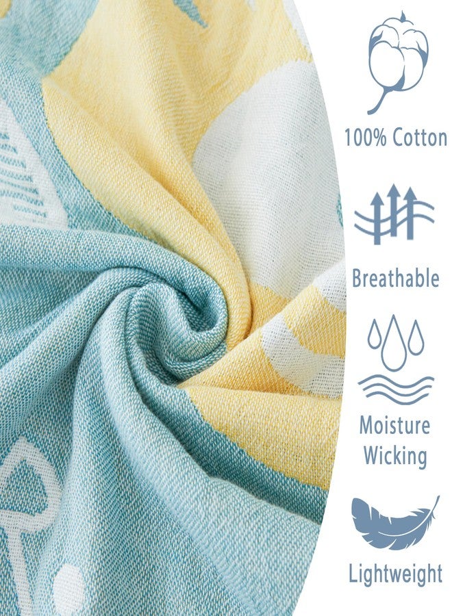NIDITW Sunflower Muslin Bed Blanke King Size 90x104 Inches 100% Cotton Cooling Breathable for Hot Sleepers Lightweight Summer Throw for Bed Couch Sofa Picnic (Sunflower Blue, 90"x104") - Image 4