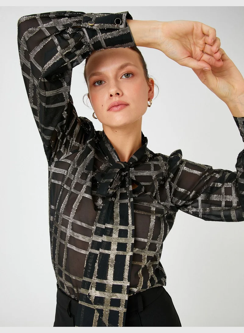 KOTON Chiffon Blouse Shawl Neck Long Sleeve