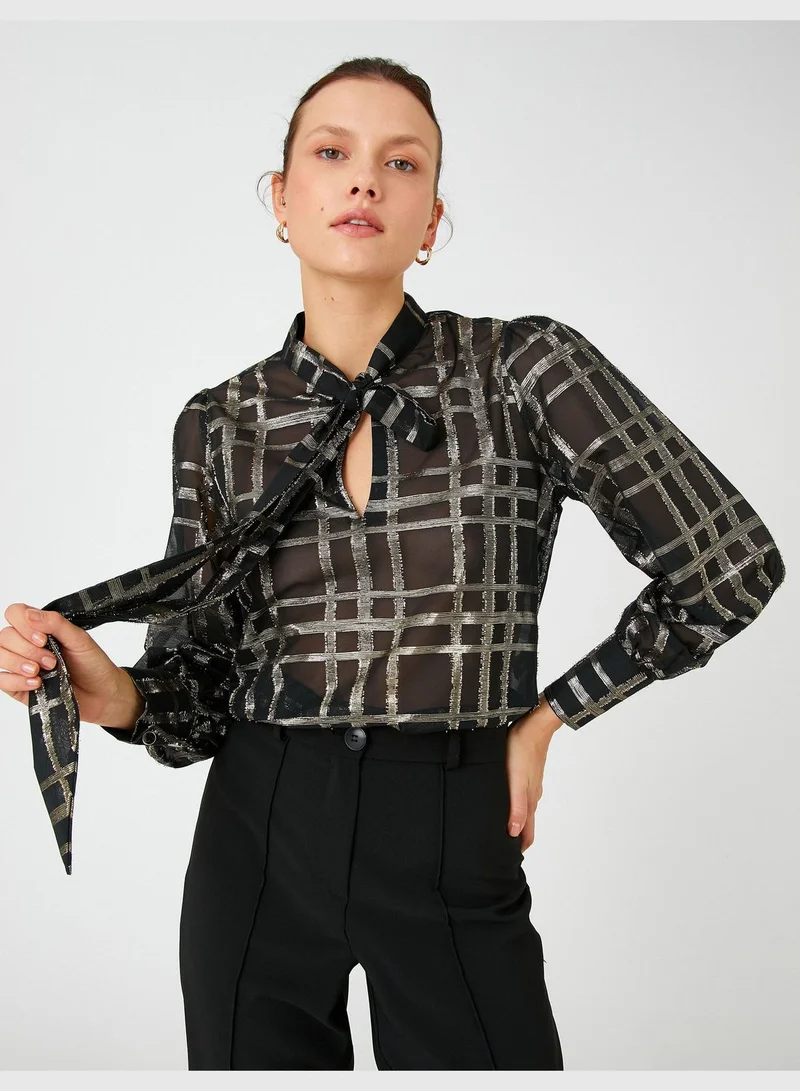 KOTON Chiffon Blouse Shawl Neck Long Sleeve