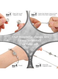 Mtlee 12 Pcs Necklace Magnetic Clasps And Closures Magnetic Lobster Clasps Silver Magnetic Jewelry Clasps Locking Necklace Extender Round Rhinestone Ball Magnetic Clasps For Bracelets Making Multiple Styles  - Image 3