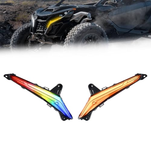 SLORIMOD Smart RGB LED Fang Lights for Can Am Maverick R MAX 2024-2025 Accessories, Turn Signal Accent Signature Fang Light with App Controlled Colors DRL Startup Animation Smart Scenes & Music Sync - Image 1