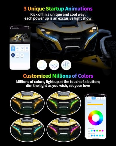 SLORIMOD Smart RGB LED Fang Lights for Can Am Maverick R MAX 2024-2025 Accessories, Turn Signal Accent Signature Fang Light with App Controlled Colors DRL Startup Animation Smart Scenes & Music Sync - Image 3