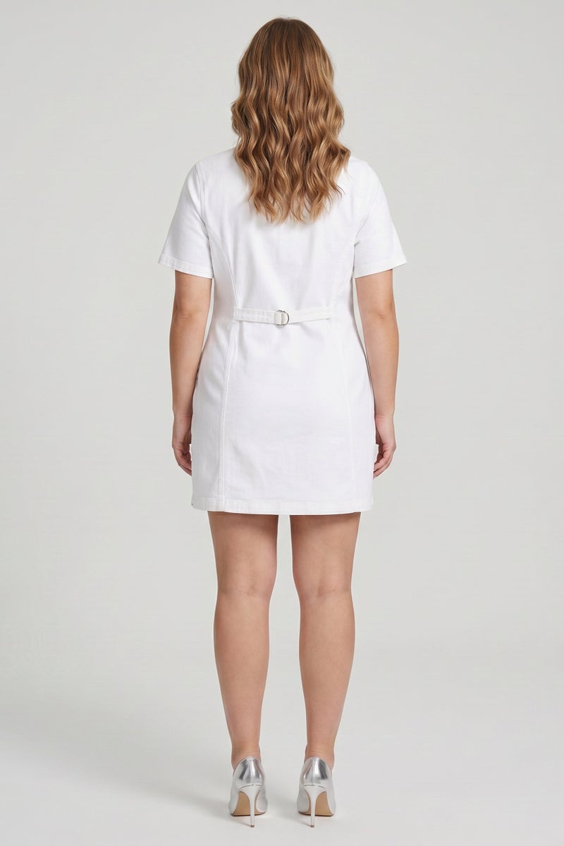 Threadbare Women Solid Mini Dress, White - Image 4