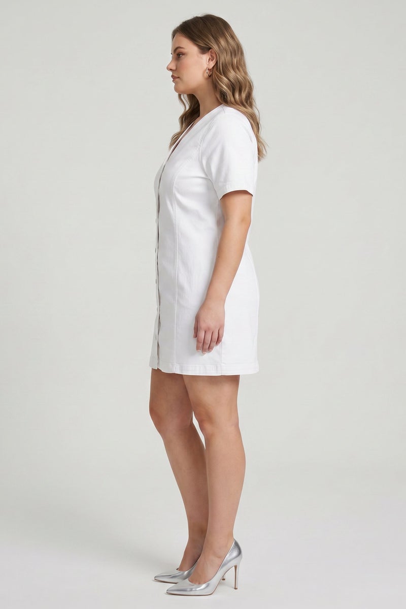 Threadbare Women Solid Mini Dress, White - Image 3