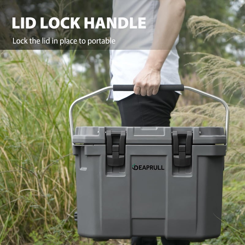DEAPRULL 30 Quart Hard Cooler, Insulated Ice Chest Box Holds Ice for More Days, Portable Cooler with Handle, Cup Holders, Double Latches for Camping, Drink, Beverage, Beach, Picnic, Fishing, Boat, Barbecue - Image 4