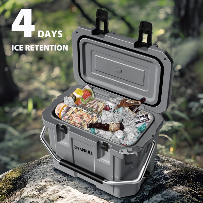 DEAPRULL 30 Quart Hard Cooler, Insulated Ice Chest Box Holds Ice for More Days, Portable Cooler with Handle, Cup Holders, Double Latches for Camping, Drink, Beverage, Beach, Picnic, Fishing, Boat, Barbecue - Image 3