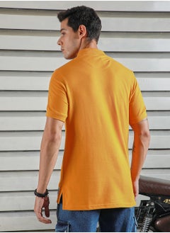 HIGH STAR Polo Collar Typographic Applique Casual T-shirt for Men  - Image 3