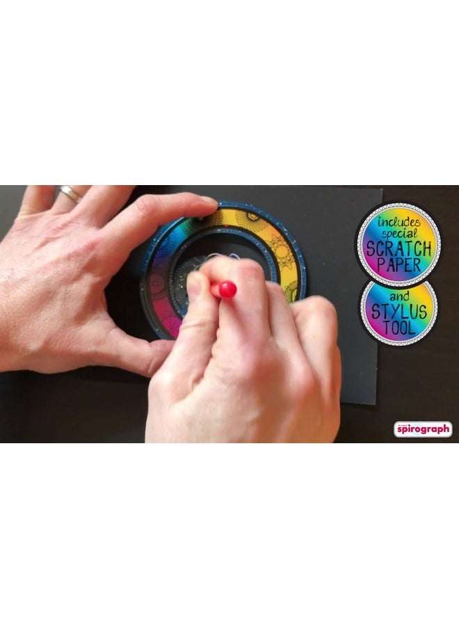 Spirograph Spirograph Scratch & Shimmer - Arts and Crafts, Kids Toys, Art Supplies, Craft Supplies, Drawing Kit, Spiral Art, Classic Gear Design Kit, Magic Scratch Paper, Pen, Design Sheet Included, Ages 8+  - Image 4