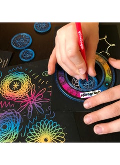 Spirograph Spirograph Scratch & Shimmer - Arts and Crafts, Kids Toys, Art Supplies, Craft Supplies, Drawing Kit, Spiral Art, Classic Gear Design Kit, Magic Scratch Paper, Pen, Design Sheet Included, Ages 8+  - Image 2