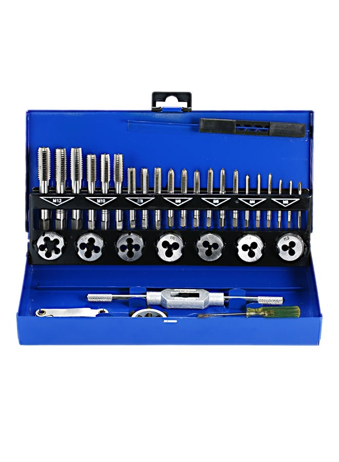 NIBEMINENT 32-Piece HSS Tap And Die Set Silver/Blue