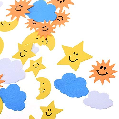 Bluecell BCP 108 Pieces The Blue Sky The Sun The Moon Shapes SelfAdhesive Foam Stickers for Craft Art Project - Image 1