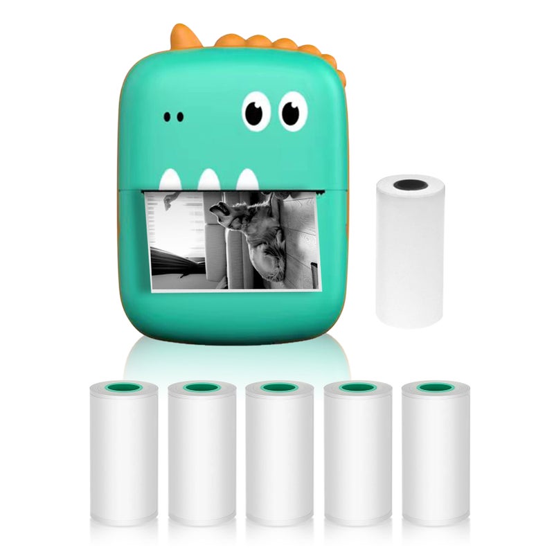 Mini Thermal Printer Multifunction Portable Sticker Maker Instant Photo Inkless Printing Support BT Connection for Smartphone with 1 Paper Roll 57mm + 5 Self-Adhesive Paper Rolls Compatible with iOS - Image 1