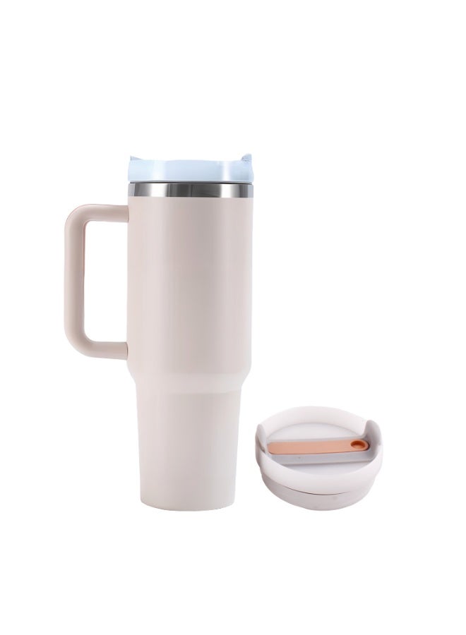 CRAVISTA Stainless Steel Water Bottle Kids and Adults | Insulated Tumbler with Straw | Travel Mug with Handle | Flaks for Hot Water, Tea, Coffee | Sports Water Bottle (Rose Gold, 40oz) - Image 1