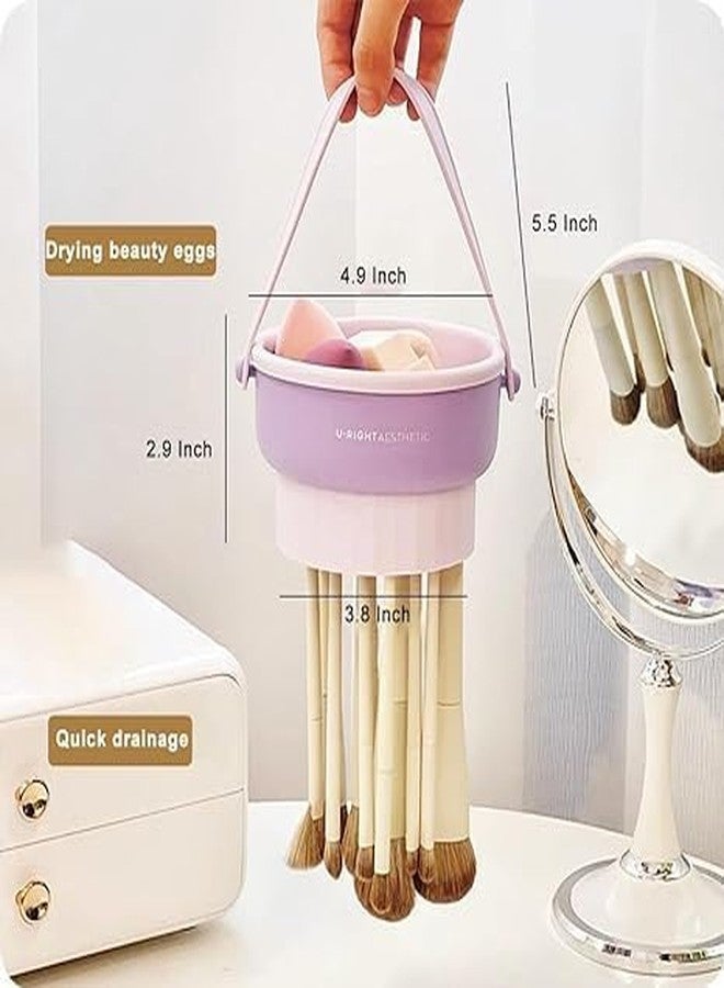 VENIVA Silicone Makeup Brush Cleaner Bowl 3 in 1 Makeup Brush Tools Drying Holder Portable Cosmetic Brush Cleaner Pad for Cleaning,Drying,Storage Makeup Brushes,Sponges - Image 2