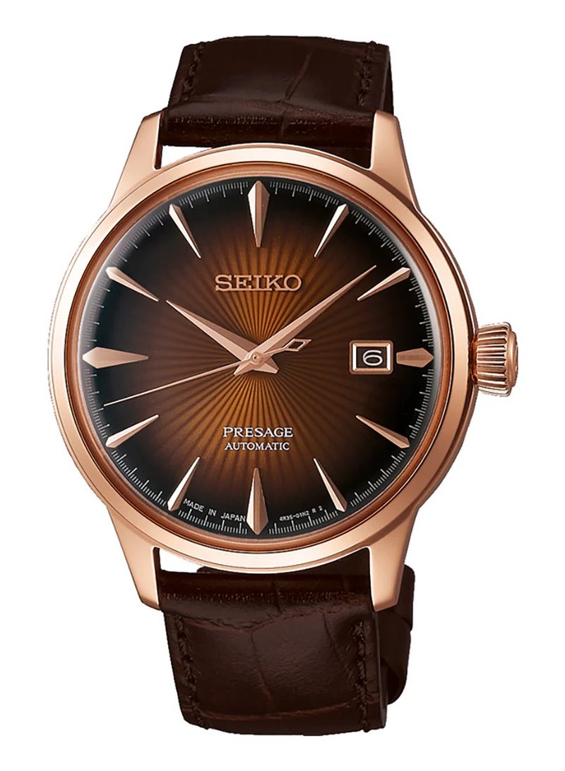 Seiko Seiko Presage Cocktail Automatic Brown Dial Leather Strap Mens Watch SRPB46J1 - Image 1