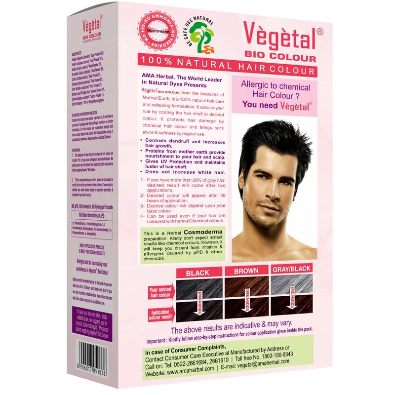 Vegetal Bio Hair Colour Soft Black 150g Pack of 6 Achieve Natural AmmoniaFree Hair Color PPDFree 100 Herbal Certified Organic for Men and Women - Image 2