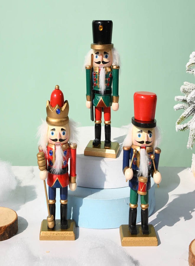 Cross-border spot 15CM set of three nutcracker puppet soldiers Christmas decoration pendant walnut man handicraft decoration Pink - Image 3