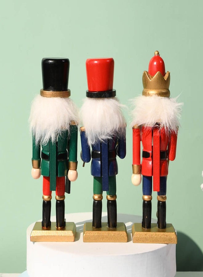 Cross-border spot 15CM set of three nutcracker puppet soldiers Christmas decoration pendant walnut man handicraft decoration Pink - Image 5