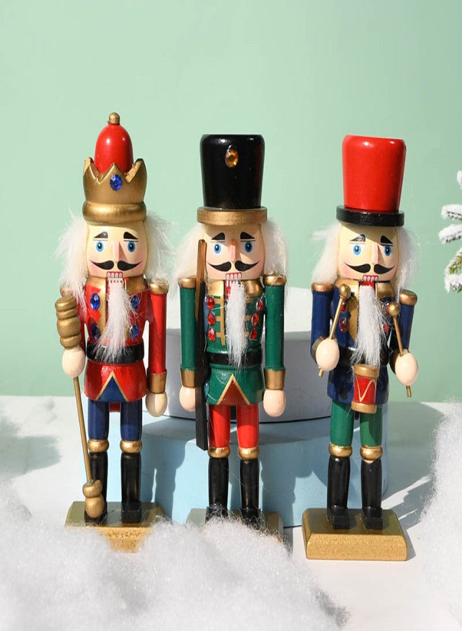 Cross-border spot 15CM set of three nutcracker puppet soldiers Christmas decoration pendant walnut man handicraft decoration Pink - Image 2