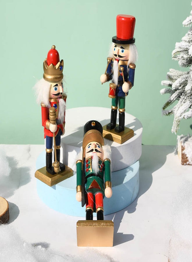 Cross-border spot 15CM set of three nutcracker puppet soldiers Christmas decoration pendant walnut man handicraft decoration Pink - Image 4