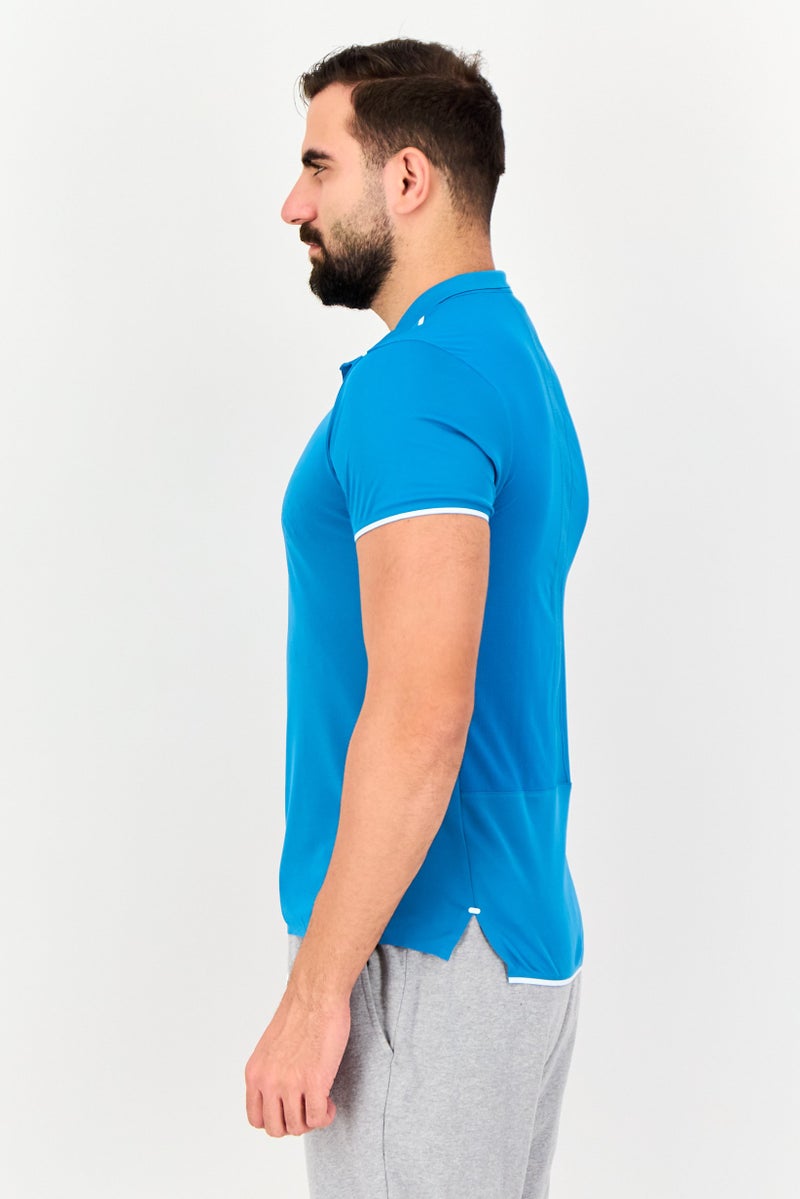 asics تي شيرت بولو رياضي للرجال بأكمام قصيرة، أزرق داكن - Image 3