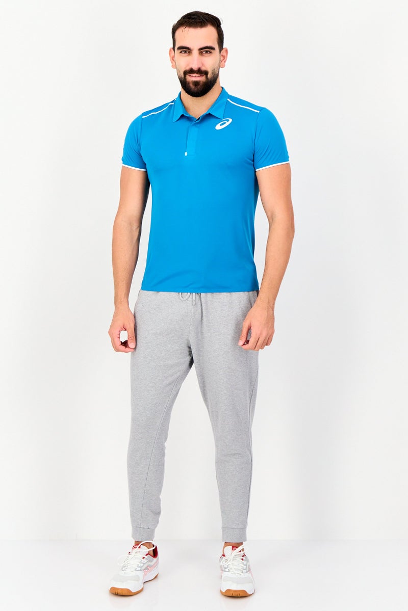 asics تي شيرت بولو رياضي للرجال بأكمام قصيرة، أزرق داكن - Image 4