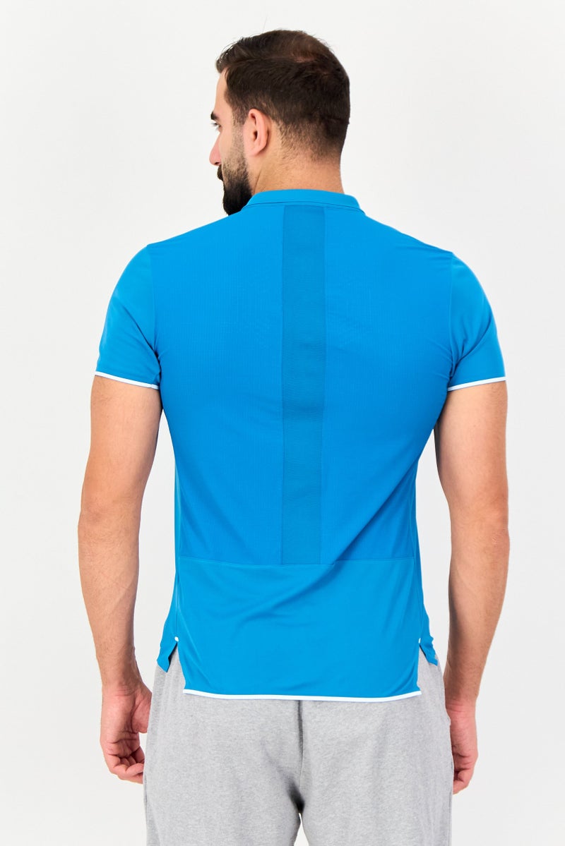 asics تي شيرت بولو رياضي للرجال بأكمام قصيرة، أزرق داكن - Image 2