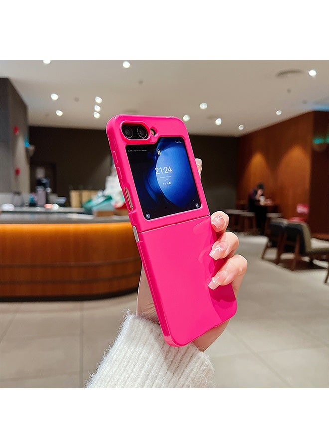 غطاء هاتف سامسونج جلاكسي Z فليب 6، حماية المفصل، حماية مدمجة للشاشة، يدعم الشحن اللاسلكي، غطاء خفيف الوزن ومتين لجلاكسي Z فليب 6 باللون الوردي، مناسب للرجال والنساء، جذاب للأنظار - Image 1