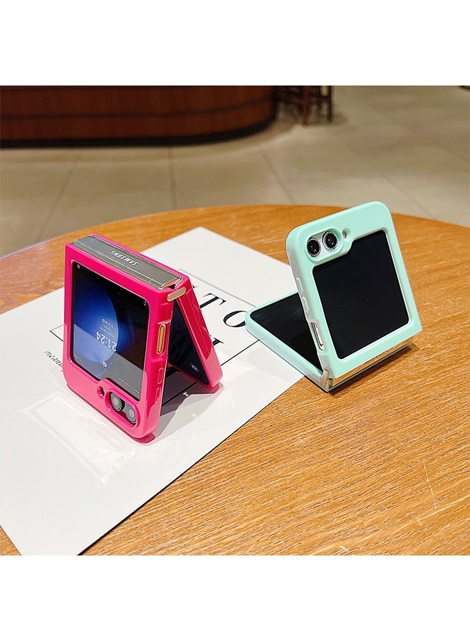 غطاء هاتف سامسونج جلاكسي Z فليب 6، حماية المفصل، حماية مدمجة للشاشة، يدعم الشحن اللاسلكي، غطاء خفيف الوزن ومتين لجلاكسي Z فليب 6 باللون الوردي، مناسب للرجال والنساء، جذاب للأنظار - Image 2