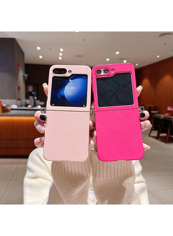 غطاء هاتف سامسونج جلاكسي Z فليب 6، حماية المفصل، حماية مدمجة للشاشة، يدعم الشحن اللاسلكي، غطاء خفيف الوزن ومتين لجلاكسي Z فليب 6 باللون الوردي، مناسب للرجال والنساء، جذاب للأنظار - Image 3