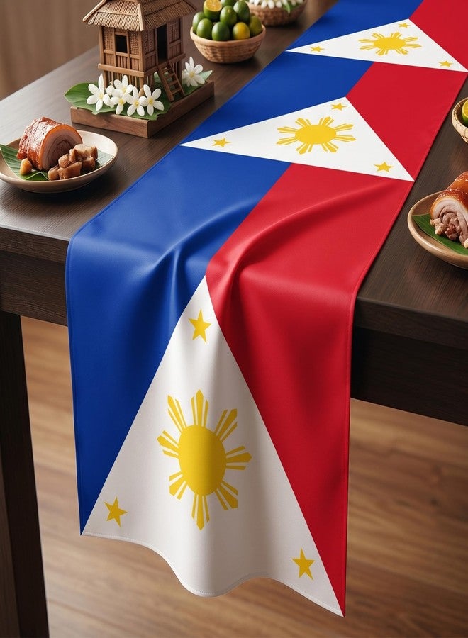 CupaPlay 2Ct Philippines Filipino Party Table Runner-Carnival Themed Birthday Party Supplies Decoration National Day Country Tablecloth Decor Independence Day Celebrations Patriotic Table Cloth - Image 4