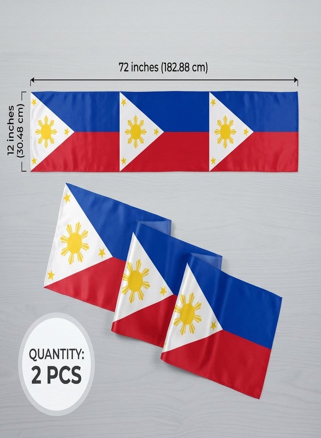 CupaPlay 2Ct Philippines Filipino Party Table Runner-Carnival Themed Birthday Party Supplies Decoration National Day Country Tablecloth Decor Independence Day Celebrations Patriotic Table Cloth - Image 2