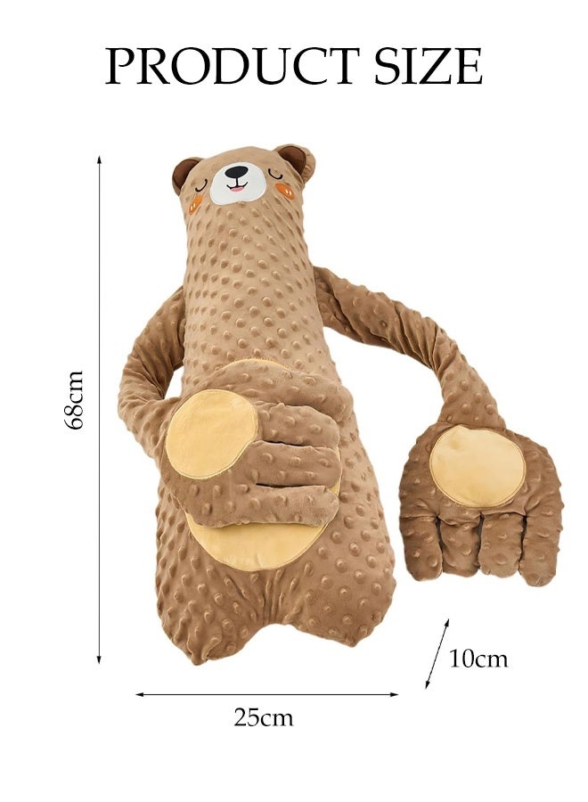 DUNISO Patting Soother Pillow For Kids，Baby Soothing Palm Sleep Aid ，Little Brown Bear Red Bean Heating Pad ，Suitable for Bed Sofa Crib Cradle Home Travel Outings Boys Girls 68x25x10cm - Image 2