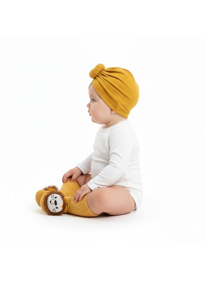 Bambimici Newborn Baby Turban Cap & Anti-Slip Animal Socks Gift Set - Image 2