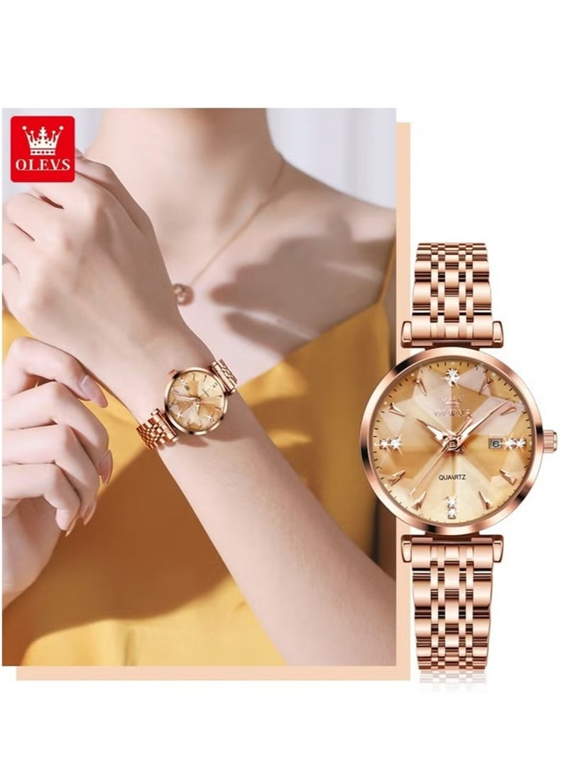 OLEVS Watches for Women Stainless Steel Quartz Water Resistant Analog Watch 5536 - Image 1