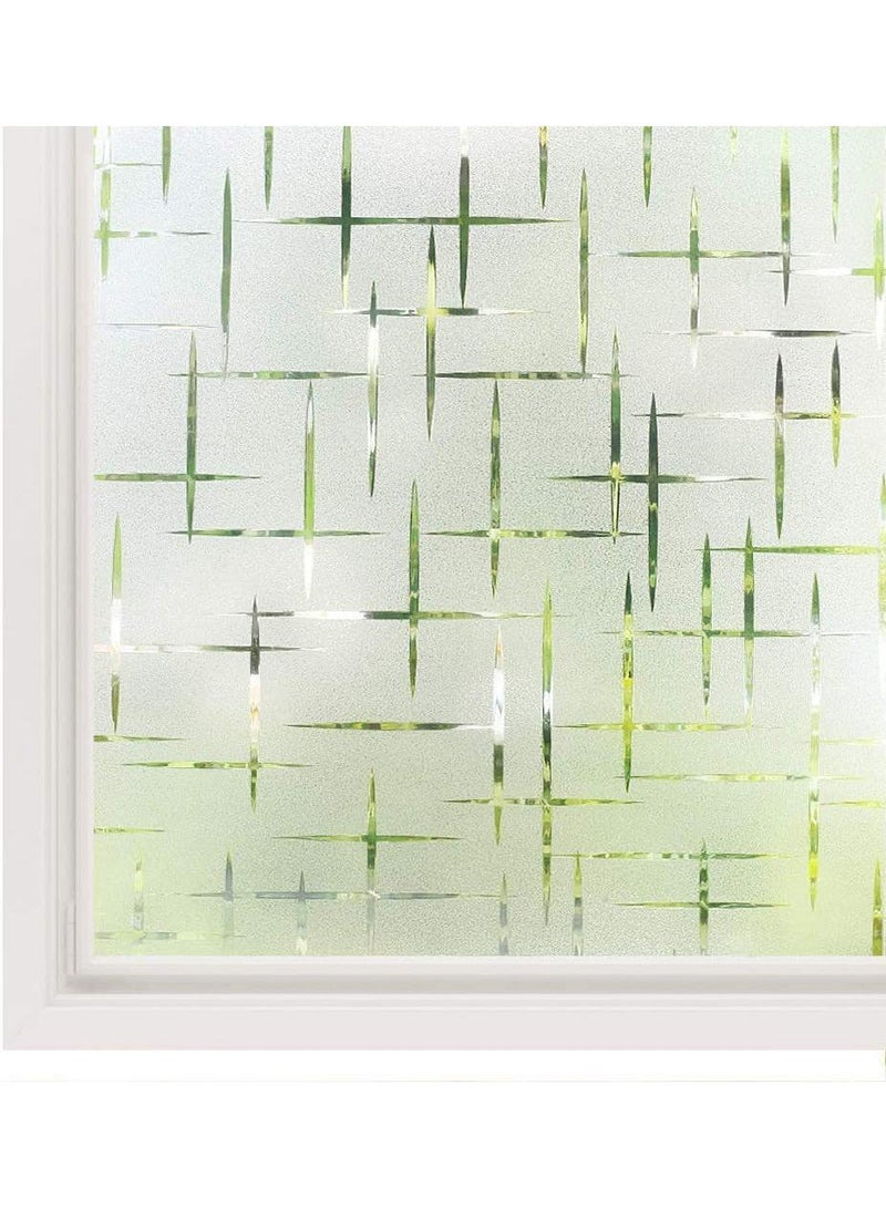 Y&D Window Film Decorative Privacy No Glue Holographic Cross Glass Sticker For Door Home House Ofiice Heat Control Anti UV 45 x 200 cm  - Image 1