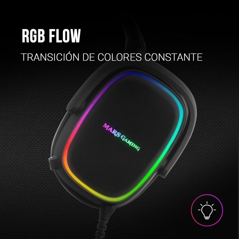 مارس_جيمنج مارس جيمينغ MHAX أسود، سماعة رأس جيمينغ RGB، ميكروفون قابل للفصل، HiFi، توافق عبر المنصات - Image 4