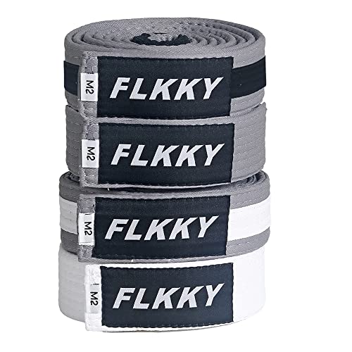 FLKKY BJJ Belt for Kids and AdultBrazilian Jiu Jitsu Belt with Sleeve Bar for Ranking Stripes IBJJF Competition Approved - Image 1