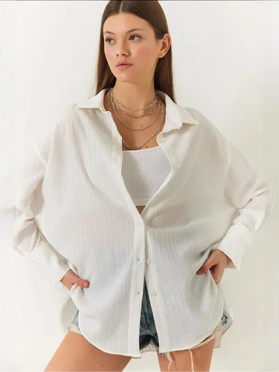 Bianco Lucci LUCCI Oversized Textured Shirt
