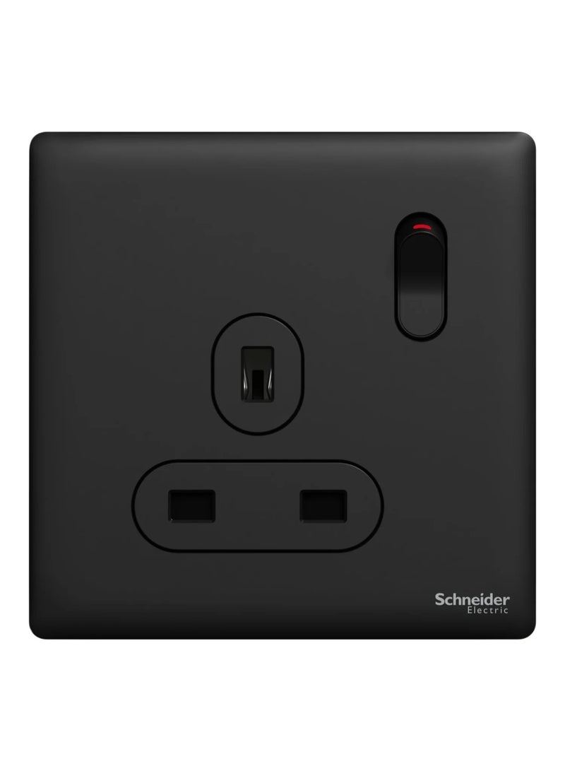 Schneider Electric Switched socket, Unica X, 13A, 250V, 1 gang, jet black - NUX15_JB - Image 1