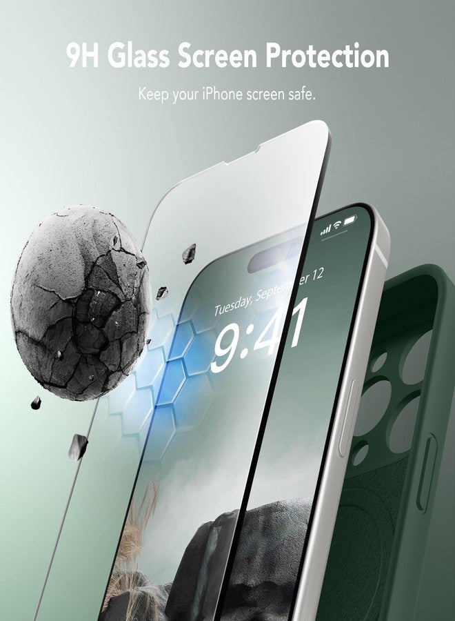 SuydanBox Magnetic for iPhone 15 Pro Max Case, Compatible with MagSafe, [Full Camera Protection][Screen Protector] Silicone Shockproof Protective Phone Case for iPhone 15 Pro Max 6.7", Alpine Green - Image 4