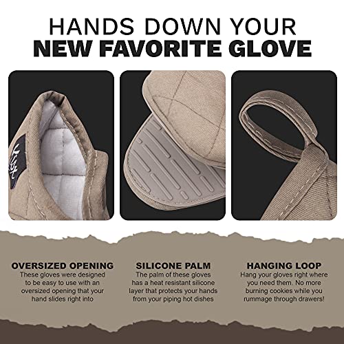 Kisx Oven Mitts Heat Resistant – (Grey Color) Mini Oven Mitts, Silicone Gloves Heat Resistant, Kitchen Gloves for Cooking, Silicone Oven Mitts & Pot Holders Sets, Kitchen Pot Holders & Oven Mitts Sets - Image 2