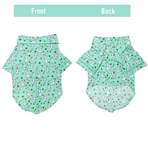 Lulala Dog Shirt Pet Daily Clothes Puppy Sweatshirt Dog Pullover Pet Summer Shirts Breathable T-Shirt Polo Bunny Print Doggie Short Sleeve Summer Beach Cool Pet Apparel for Pets (Pista,16Inch) - Image 2