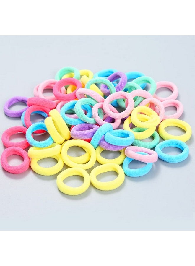 SUN Ring SUNRING Mini Hair Rubber Bands Colored Elastic Cotton Stretch Hair Ties Ponytail Holder Hair Accessories For Baby Girls. (Pack of 100, Light Multicolor) - Image 1