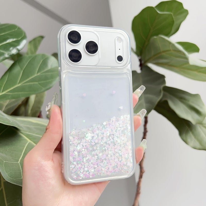 PANDACAMEL Rose Pink Glitter Phone Case, Compatible with iPhone 16 Plus, Cute Clear Floating Quicksand, Transparent, Anti-Scratch, Yellowing Resistant, Designed for Women Girls Teen - Image 5