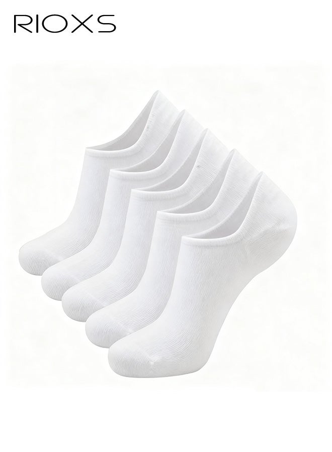 ريوكس ٥ أزواج من الجوارب الرجالية غير الظاهرة، جوارب رياضية غير مرئية منخفضة القطع، مريحة وغير قابلة للانزلاق، جوارب رياضية قصيرة ناعمة قابلة للتنفس، غير مرئية، مناسبة للجري الرياضي والسفر، لونها أبيض. - Image 1