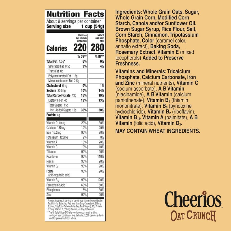 Cheerios Oat Crunch Cereal with Cinnamon - 18.2 Oz - Image 2