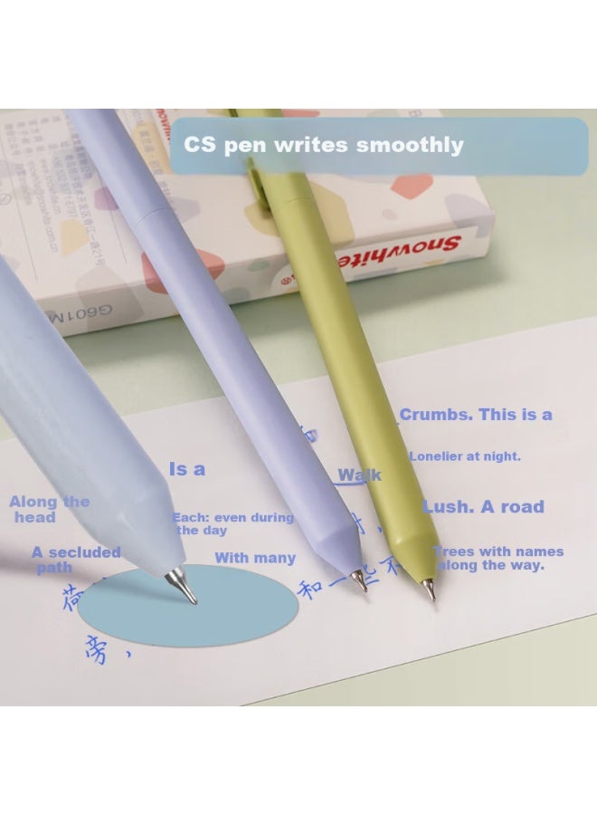 Snowhite Gel Pen, Colorful High-End Rotating Refill, Aesthetically Pleasing Non-Click Morandi Signature Pen, 0.5Mm Needle Tip, Exam Pen, 6 Pens/Box, G-601 Early Summer - Image 3